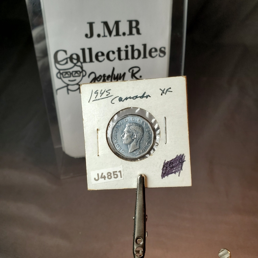 1945 Canada George VI 5 Cents WWII Victory Chromium Plated Steel KM40a